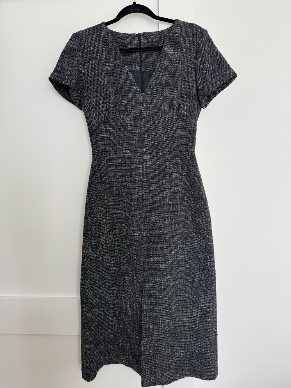 Massimo Dutti Gray Tweed Midi Dress